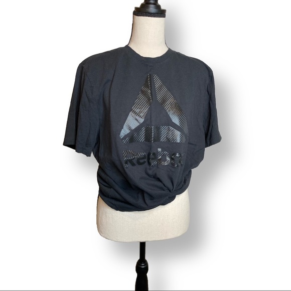 🟣 Reebok Black Soft Tee Shiny Graphic Sz Large - Picture 5 of 16